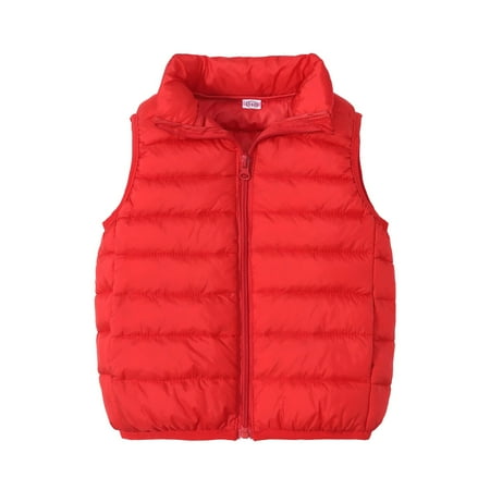

Kopltyrfg Kids Boys Girls Down Vest Sleeveless Coat Lightweight Warm Quilted Gilet Winter Snow Outerwear Red 150