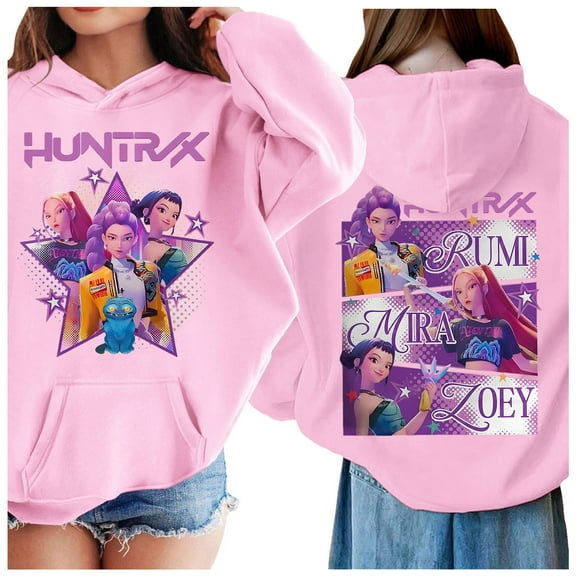 Girls Graphic Hoodie, Long Sleeve Soft Sweatshirt, Cute Pullover with Print, Comfortable Top for Everyday Use, Trendy Design for Young Individuals, Ideal for School and Play