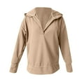 thumbnail image 3 of Womens Oversized Sweatshirt, Yigetop Womens Fashion 2025 Oversized Long Sleeve Hoodie Button Down V Neck Sweatshirt Side Slit Casual Pullover Tops Sweatshirt Women Khaki S, 3 of 3