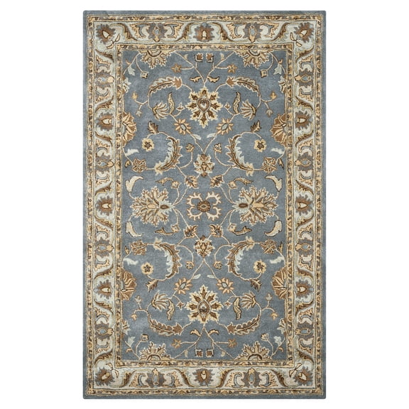Alora Decor Sareena 5' x 8' Border Gray/Blue/Brown/Tan/Blue/Lt. Teal Area Rug