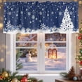 thumbnail image 5 of Valances for Windows Abstract White Christmas Tree Rod Pocket Short Curtain for bathroom living room bedroom Winter Snowflakes on Blue 1 Panel 54x18in, 5 of 7
