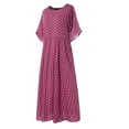 thumbnail image 3 of AMERTEER Robe Décontractée pour Femmes Courte Décontractée à Col Rond à Manches à Pois Robe Grande Taille Femmes Robe Peinte pour Femmes Vêtements pour Femmes 2TG Vert, 3 of 4