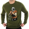 thumbnail image 3 of Plus Size Let's Go Graphic Design Unisex Ring Spun Cotton Premium Long Sleeve T-shirt - Army Green 2XL, 3 of 4