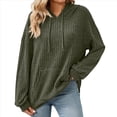 thumbnail image 2 of Sudadera con Capucha de Punto Acanalado para Mujer, Sudaderas Extragrandes con Bolsillo Tipo Canguro, Tops Casuales Holgados con Cordón Verde S, 2 of 7
