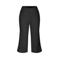 thumbnail image 6 of Wide Leg Capris for Women, Audhol Yoga Capris with Pockets for Women Casual Stretch High Waisted Yoga Leggings Comfy Wide Leg Pants Women Capris for Summer Black 2XL, 6 of 7