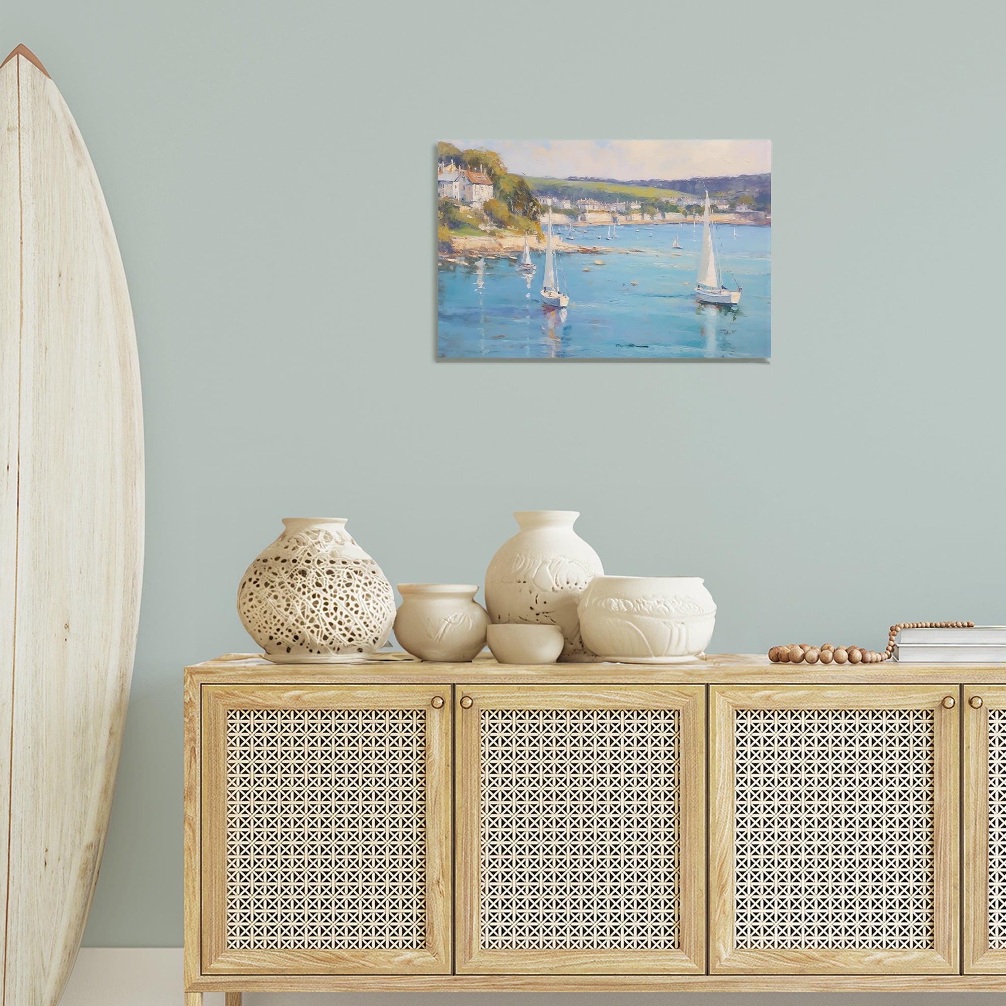 Stupell Industries Sailboats Of The Shore Nautical & Beach Painting Wrapped Canvas Art Print Wall Art, 24 x 16
