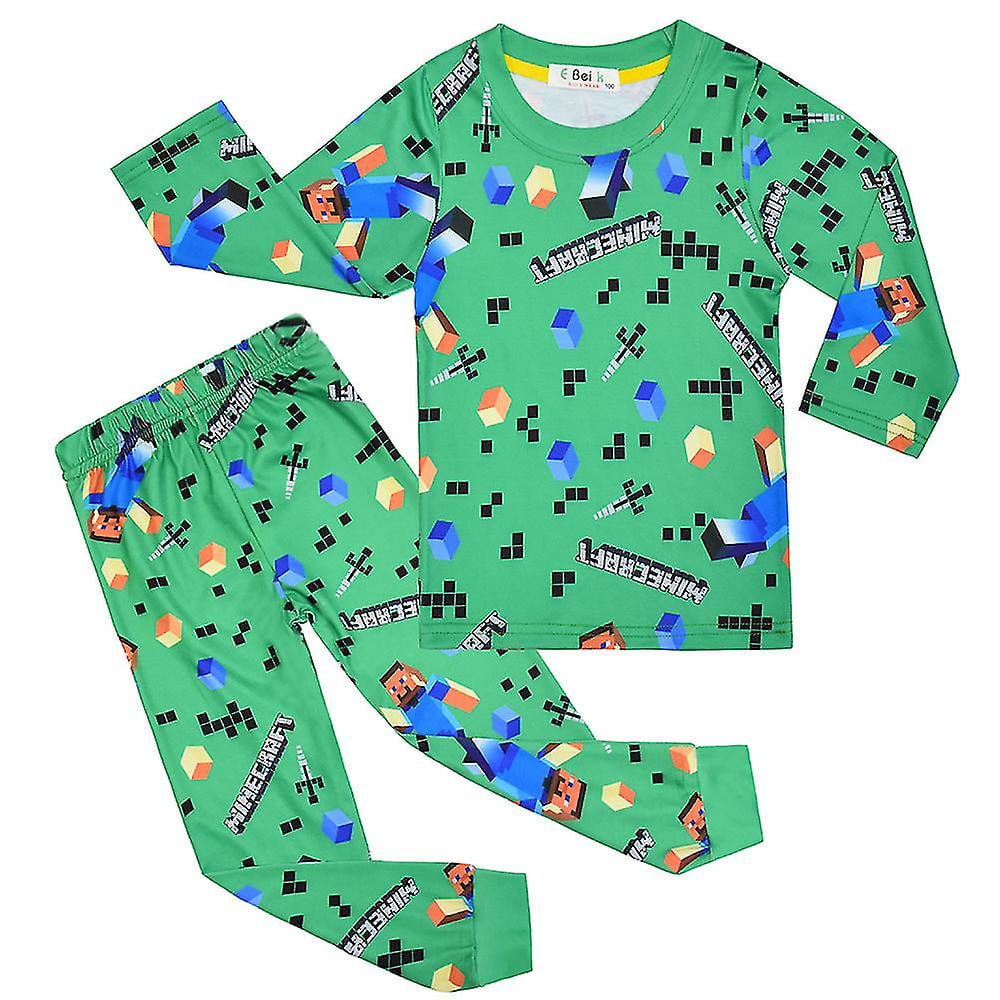 Hmwy kids Minecraft Pyjamas Pjs Set Long Sleeve Top Pants Sleepwear GreenXICEN Walmart