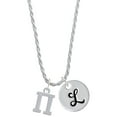 thumbnail image 1 of Delight Jewelry Silvertone Large Greek Letter - Pi - Silvertone Script Initial Disc - L - Charm Necklace, 20"+3", 1 of 4