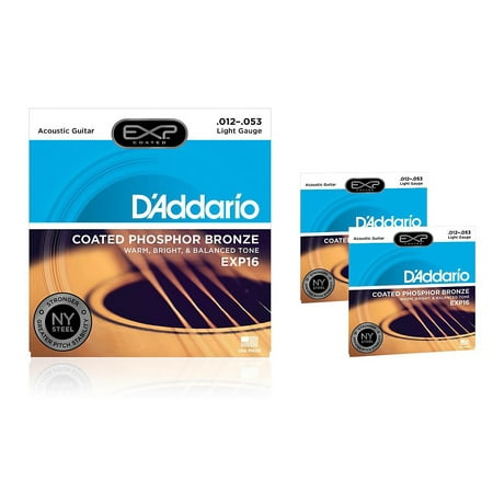 D'Addario EXP16 Coated Phosphor Bronze Light Acoustic Guitar Strings (Best Coated Acoustic Strings)