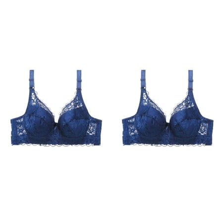 2 Pack Womens Lace Gathered Bra Straps Cup Underwear Bra Padded Bras for Women Strapless Front Buckle Lift Bra 36 C Womens Bra Small Bra Milk Cups for Bra Women Bras plus Size Push up Sports Bra