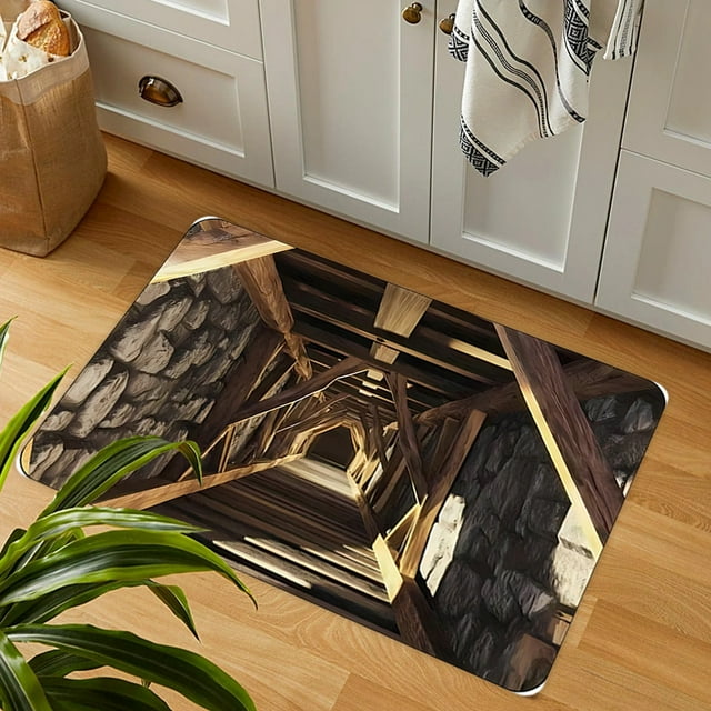 Herunwer Front Door Mat, 3D Optical Illusion All-Weather Doormat, Optical Illusion Rug Ground Crack Illusion Rug 3D Rugs, Patio Porch Entryway Mat