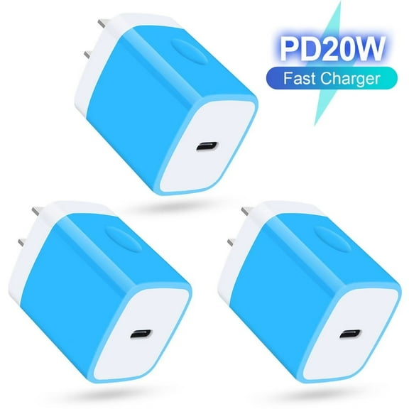 USB C Charger Block,3PCS AILKIN 20W PD Type C Block Chargers Wall Charger Block Fast Charging Charger Plug Power Adapter USB C Brick Cube,Blue