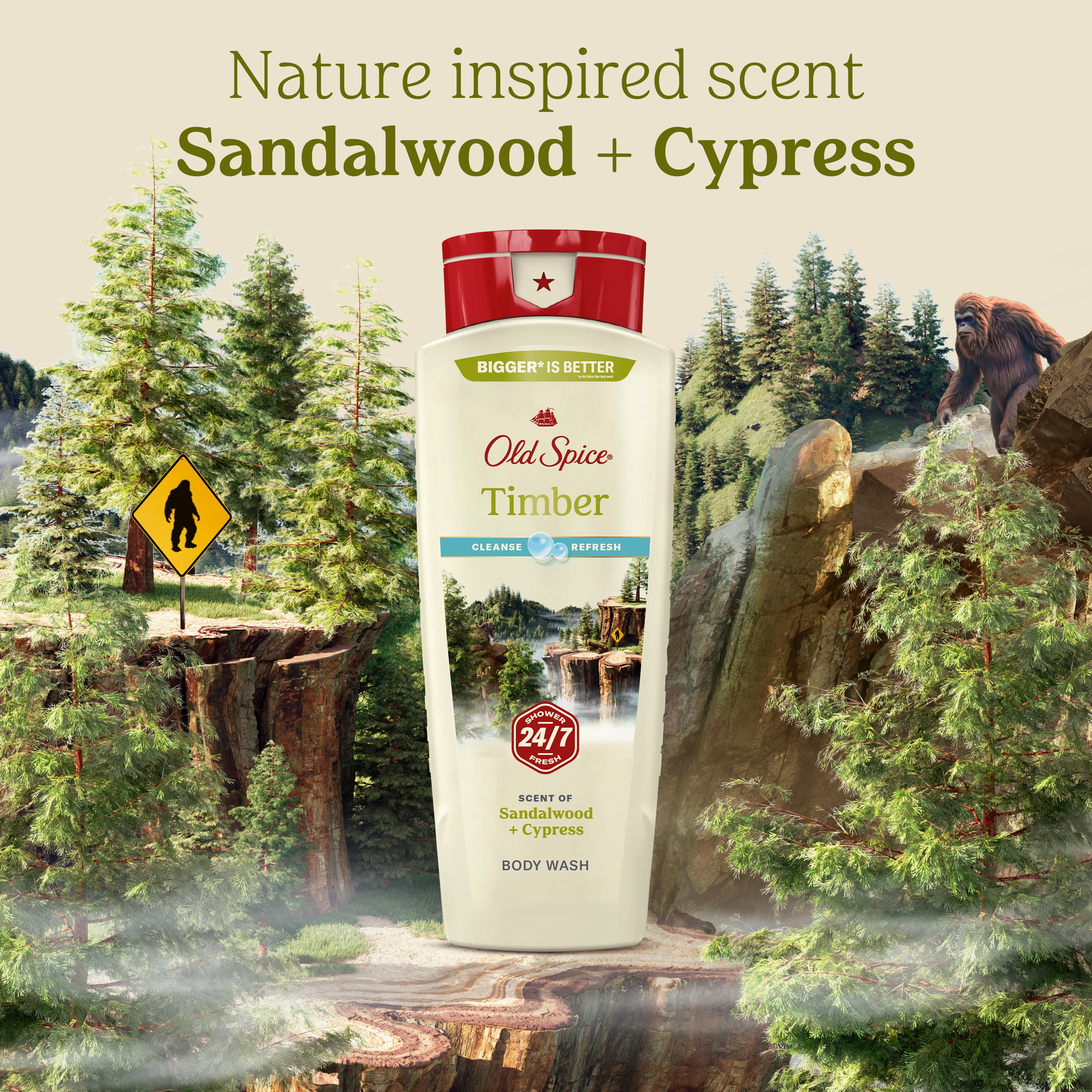 Old Spice Body Wash, Fresher Timber Scent  for Men, 18 oz