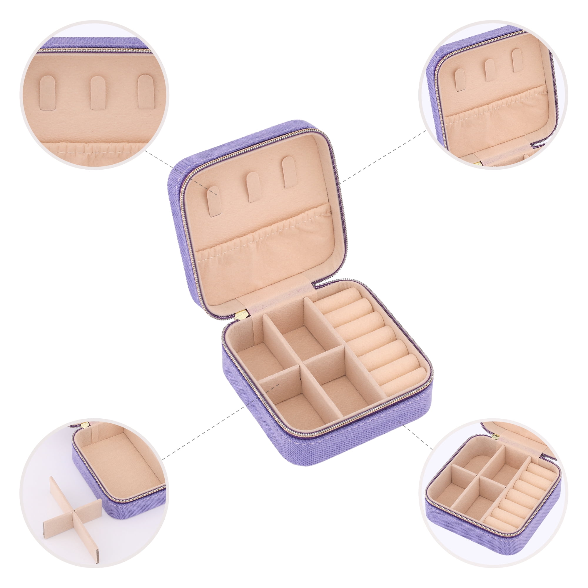 Unique Bargains Travel Portable Organizer Case Jewelry Box Purple