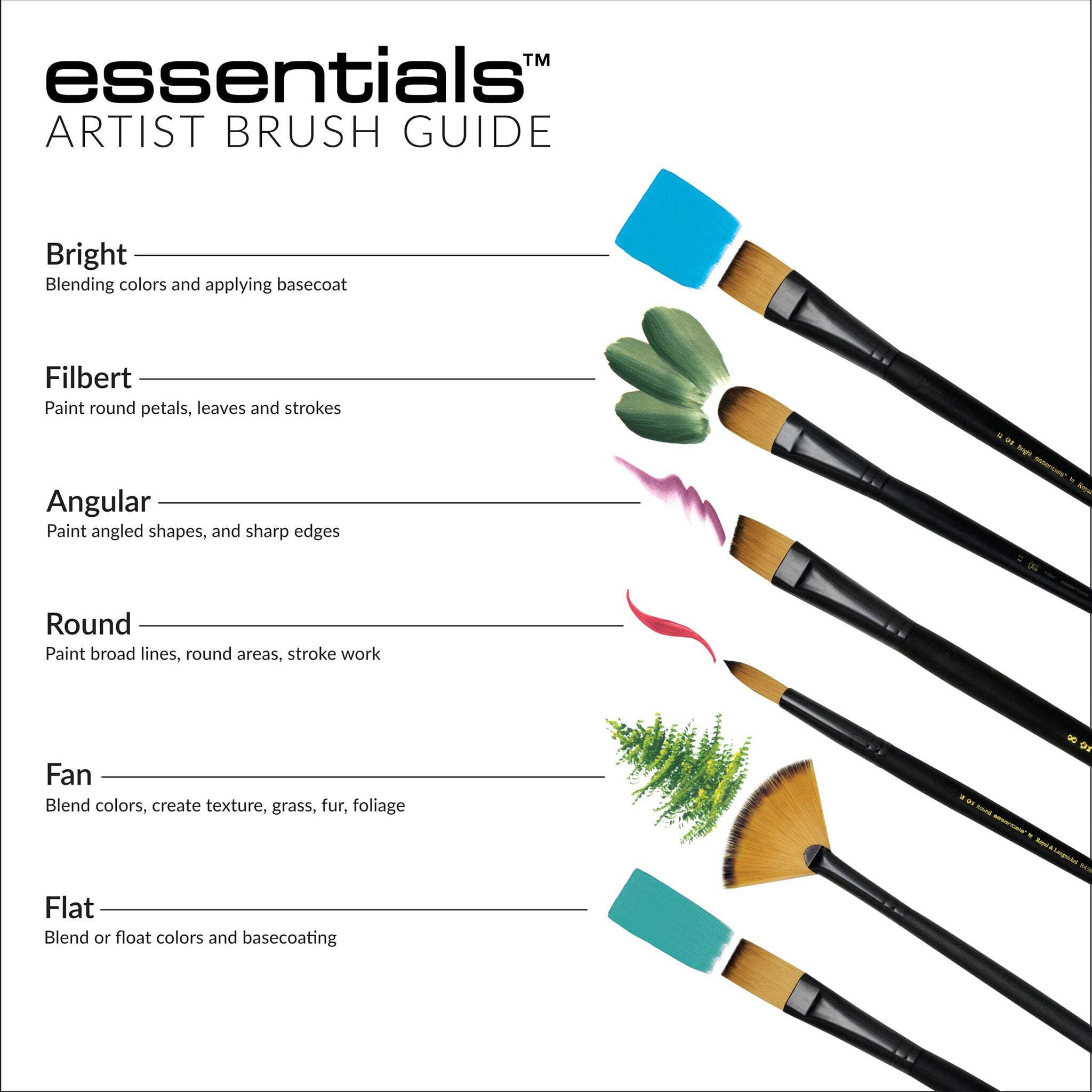 RSET-4308 | Essentials™ 5pc Gold Taklon Variety Brush Set 4308