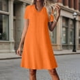 thumbnail image 2 of Horkkom A Line Dresses for Women V Neck Short Sleeve Zipper Mini Dresses Casual Beach Vacation Sundresses S, 2 of 9