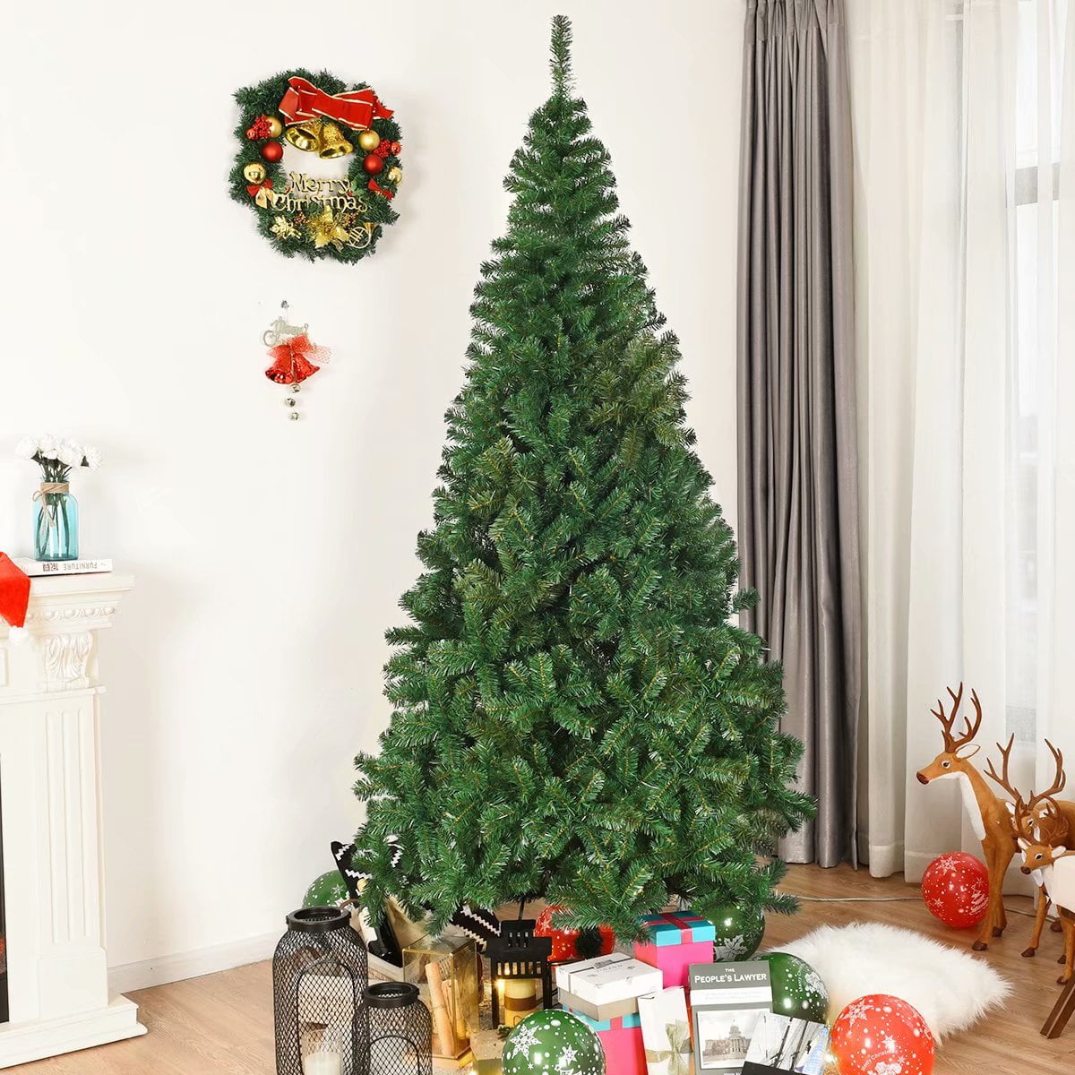 8Ft Artificial PVC Chrismas Tree W/Stand Holiday Season Indoor Outdoor