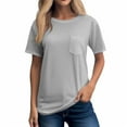 thumbnail image 3 of Women's 280g Crew Neck Pocket Casual Short Sleeve T-Shirt-6 Colors(S-2XL), 3 of 6