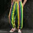 thumbnail image 5 of Elastic Waist Pants for Men Color Block Mardi Gras Printed Exercise Pants Comfy Relaxed Fit Joggers Sweatpants 06-Purple XL, 5 of 5
