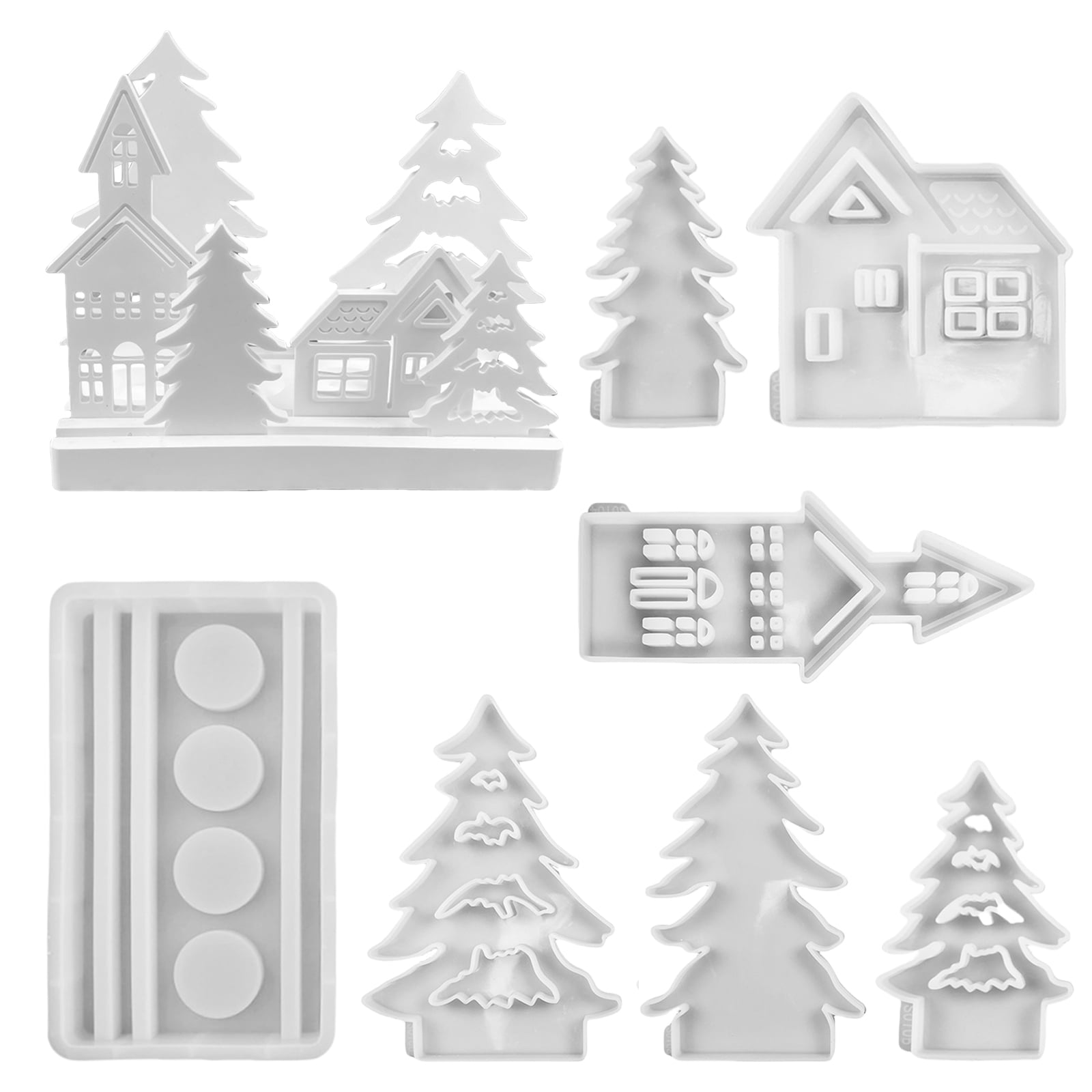 UNTERING House Shape Silicone Molds Candle Holder Mould Handmade Castings Molds DIY Soap Molds Tree Molds for Holiday Decorations