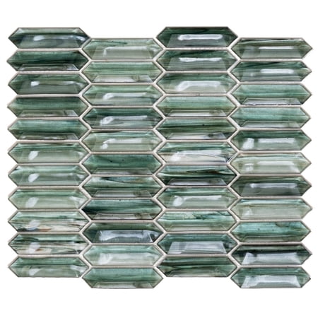 The Tile Life Island Antigua Bahama 14x12 Glass Picket Mosaic Wall Tile - Case of 11 (12.32 Sq. ft.)