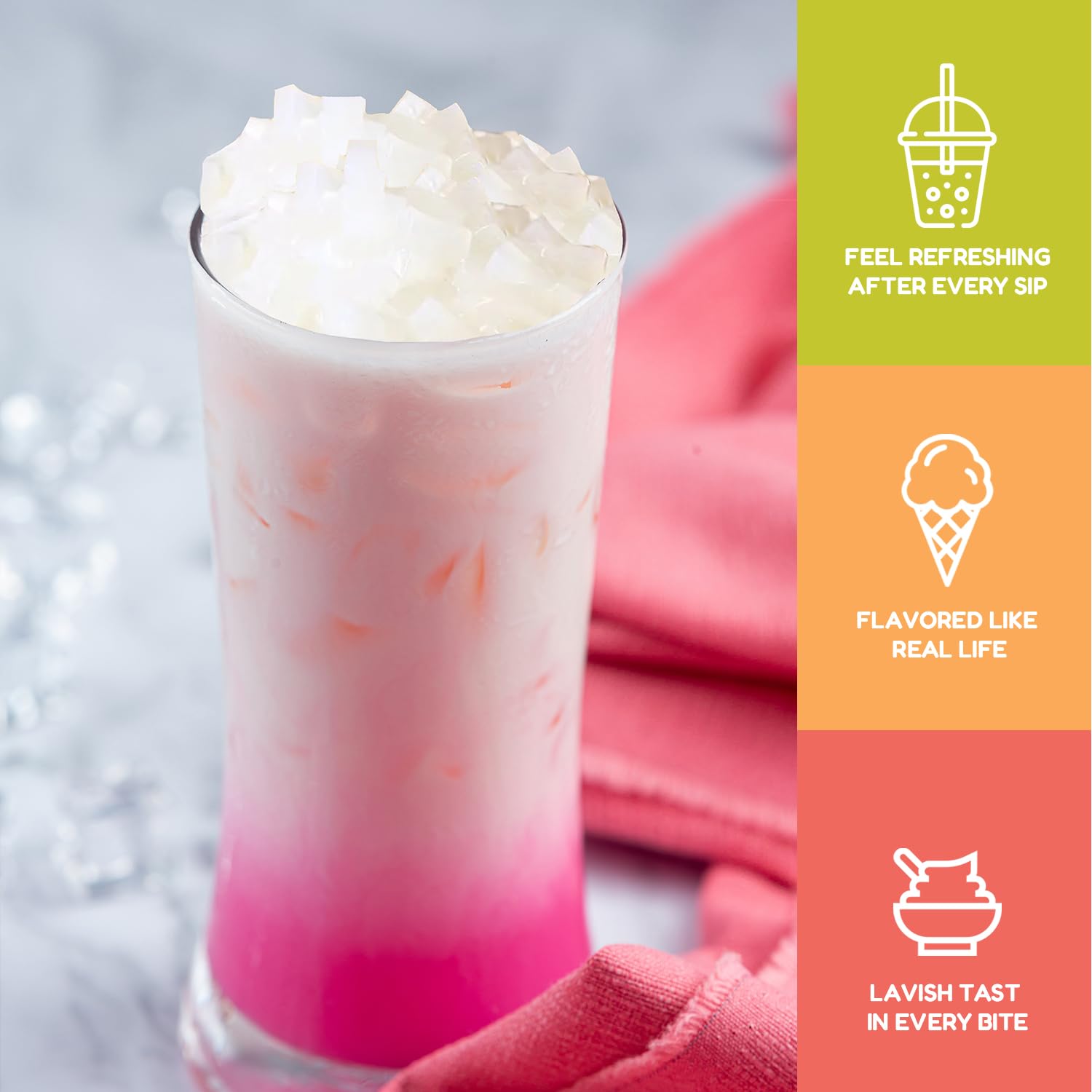 Fanale Coconut Jelly Topping with Lychee Flavor | 8.3 lb | Bubble Tea Topping | Pack of 1
