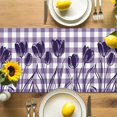 thumbnail image 4 of Purple Tulip Table Runner, Purple Flower Silhouette Kitchen Table Runners Dress Scarves for Table Decorations Party/Restaurant/Indoor Outdoor Use, 13x108in, 4 of 9