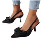 thumbnail image 5 of Correas de Tacón para Tacones Altos de Satén Punteado Pie Slingbacks, Tacones Altos de las Mujeres Abrir la Espalda Color Sólido, 5 of 5