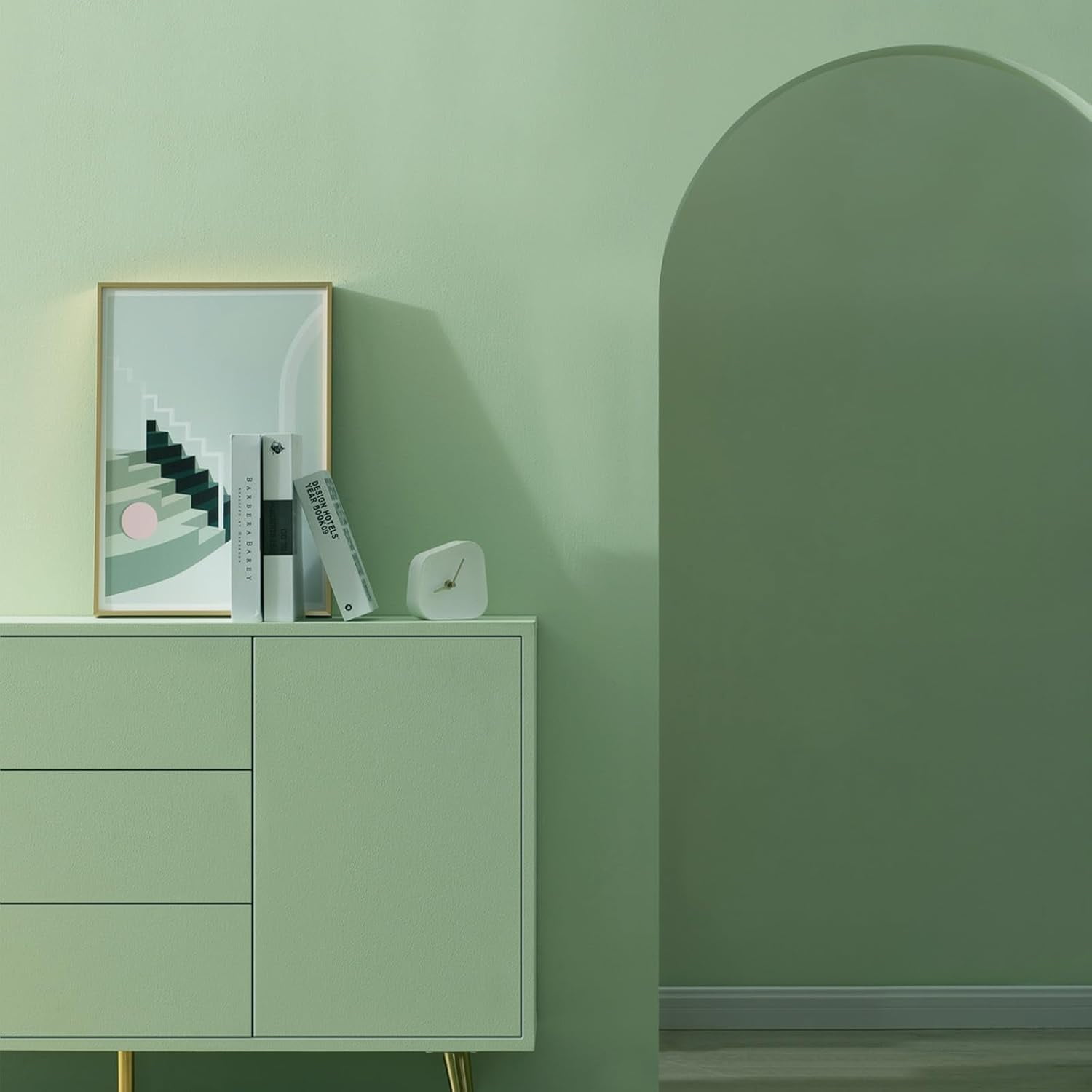 Sage Green Peel and Stick Wallpaper Solid Sage Green Contact Paper A Set of 15.7"x236" Matte Self Adhesive Waterproof Vinyl Roll for Wall Coverings,Cabinets,Countertops,Bedroom,Kitchen