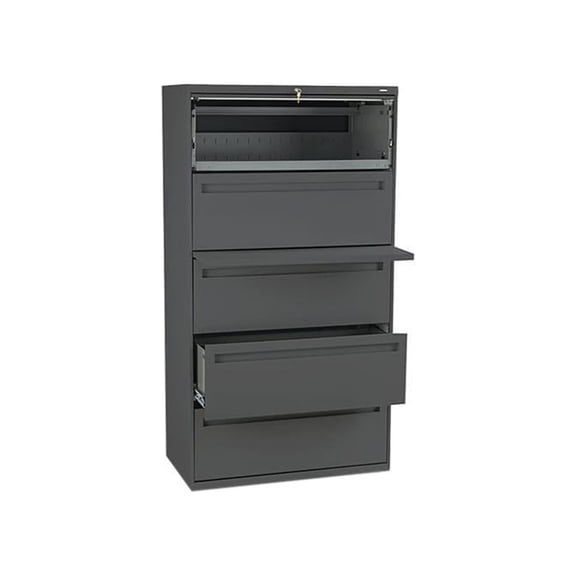HON 5 Drawers Lateral Lockable Filing Cabinet, Charcoal