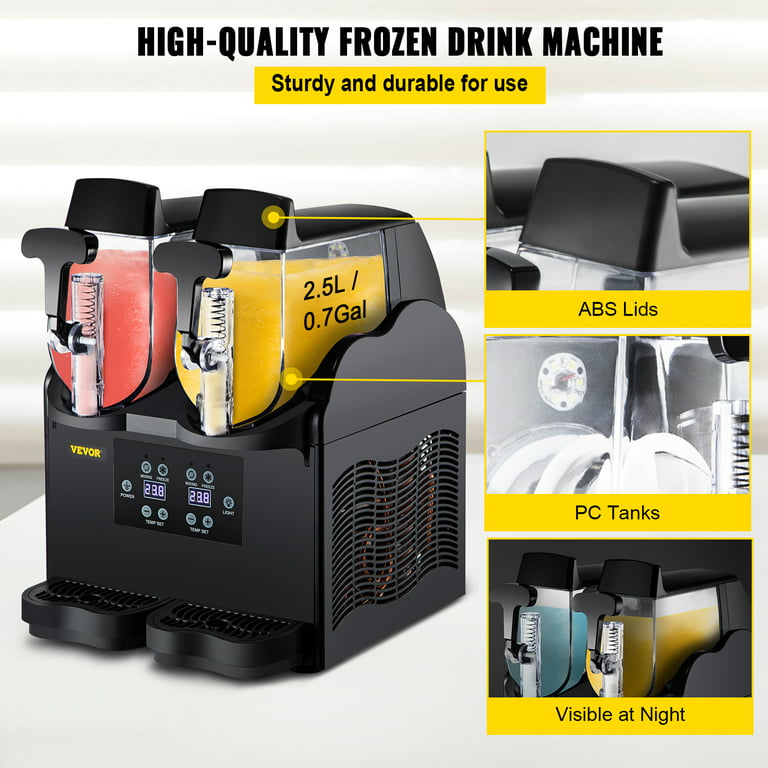 BENTISM Commercial Slush Machine Frozen Drink Slushy Making Machine 6L x 2  Tanks