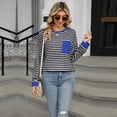 thumbnail image 4 of Beautyzll S-2XL Womens Crewneck T Shirt Casual Loose Fitting Stripes Tops Long Sleeve Sweatshirt, 4 of 10