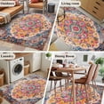thumbnail image 5 of Blue Pink Runner Rug 2.7x5 FT, Non Slip Entryway Carpet, Boho Middle Century Geometric Abstract Washable Soft Floor Carpet Entrance Mat Non-Shedding Throw Rug for Hallway Laundry Room Bedside, 5 of 9