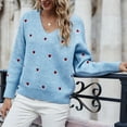 thumbnail image 4 of NAYTOAO Women Valentine Heart Sweater V Neck Embroidery Knit Casual Long Sleeve Ribbed Pullover Fall Winter Sweaters, 4 of 8