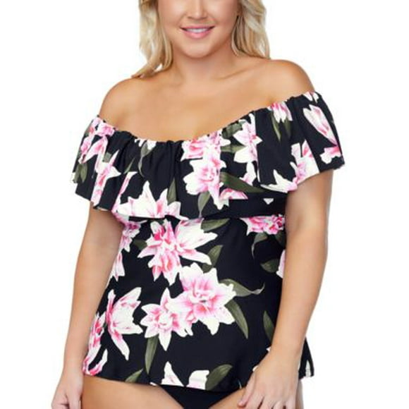 Island Escape Plus Size Underwire Tankini Top, Created for Macys Women's Swimsuit - Pink Multi 18W