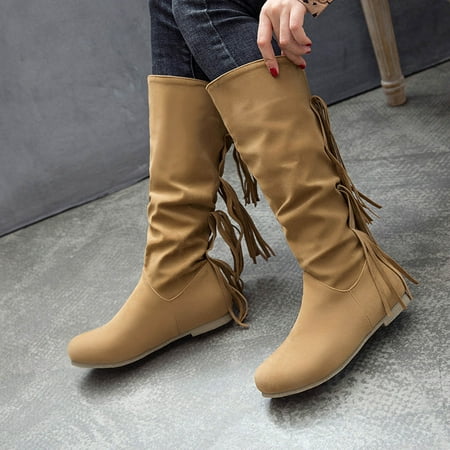 Summer Saving Clearance AXXD Low-Heeled Mid-Calf Boots Over-the-Knee Soft Snow Boots Snow Boots For women Shoes Autumn&Winter Outdoor Ladies Boots For Rollback