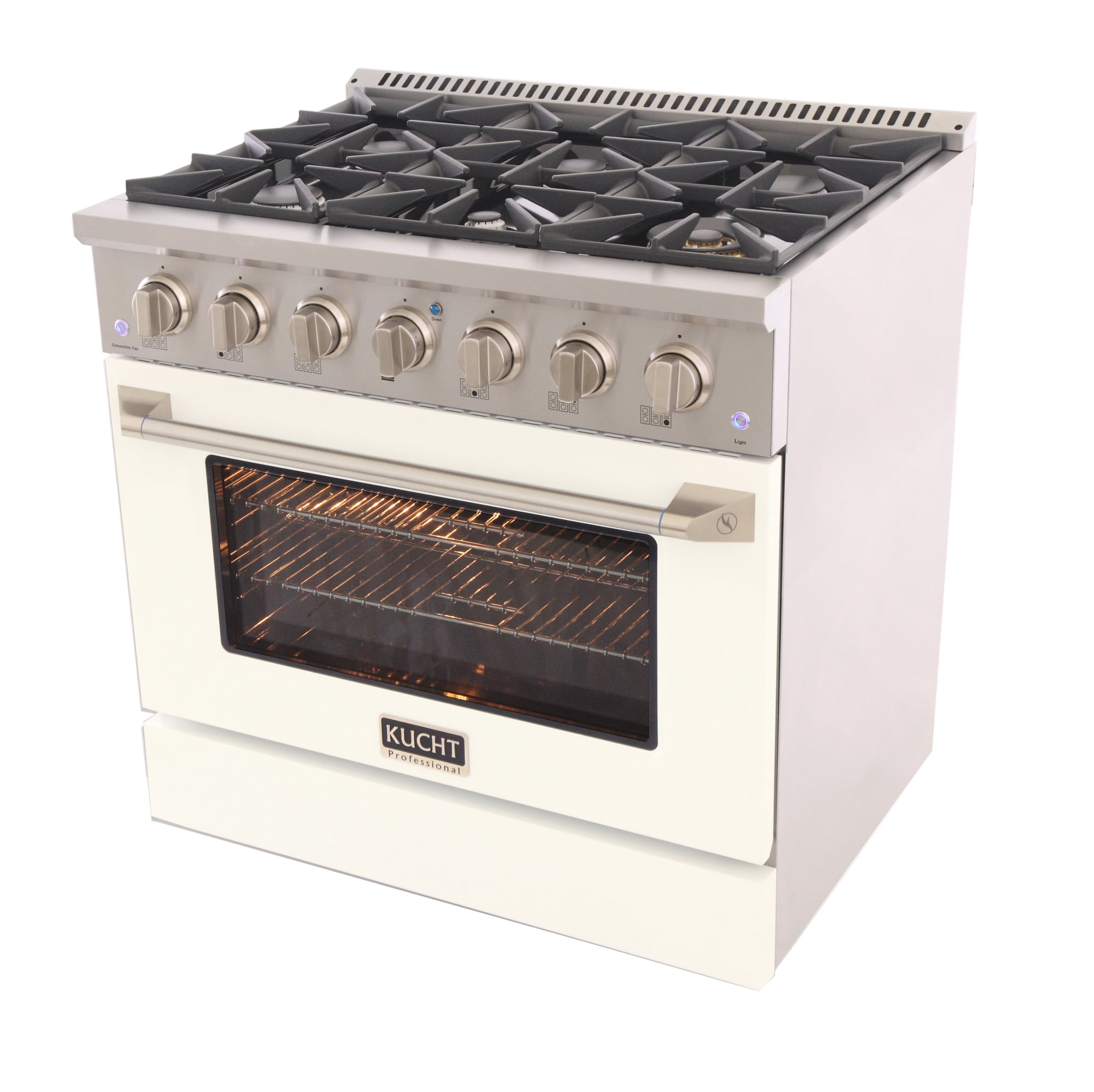 36 in. 5.2 cu. ft Dual Fuel Range for Propane Gas Sealed Burners in White.