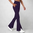 thumbnail image 6 of Hurxie Yoga Leggings with Front Slit and Pockets High Waist Tummy Control Buttery Soft Comfy Stretchy Workout Pants Purple,S, 6 of 7