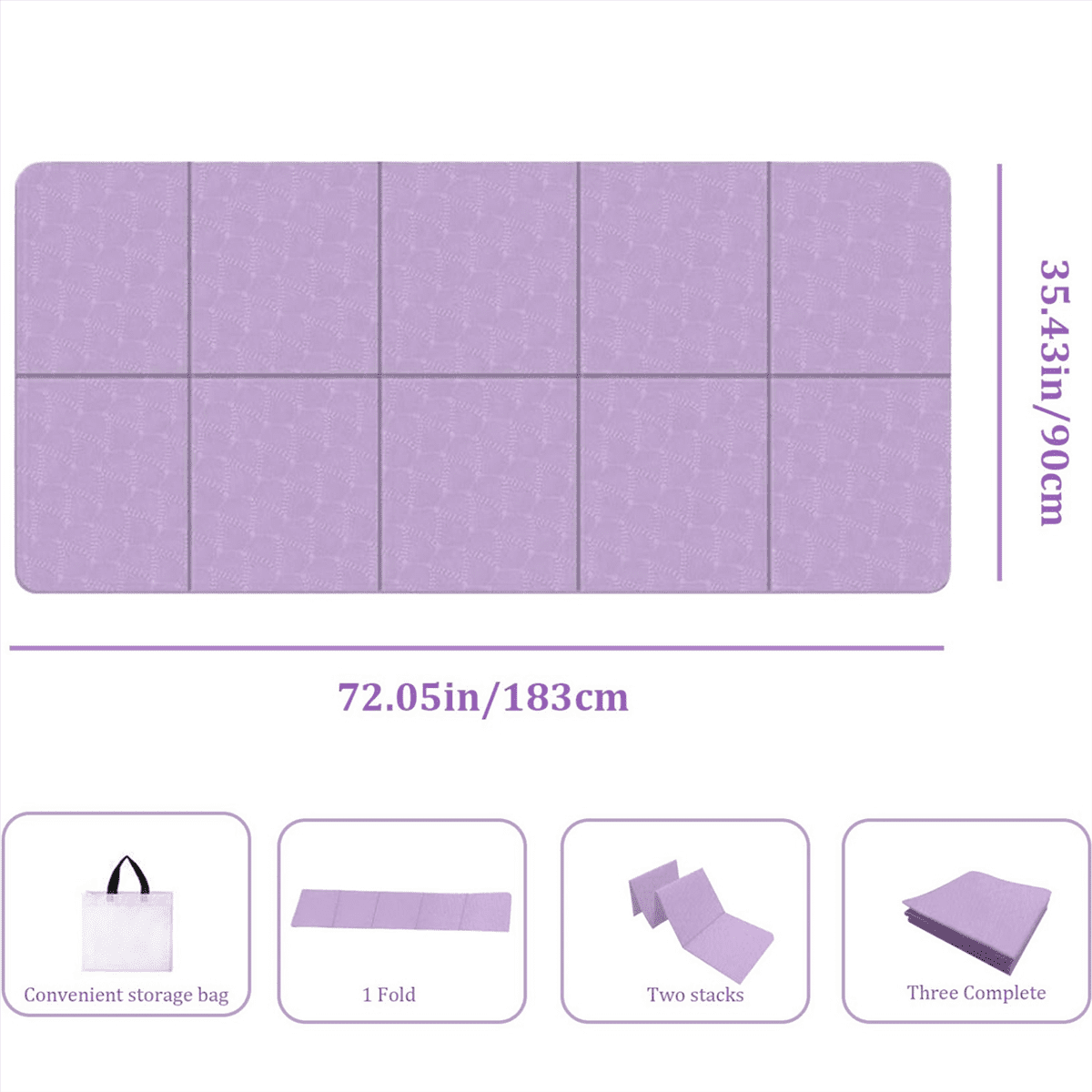 Foldable Yoga Mat Folding Travel Fitness Exercise Mat Double Sided Non-Slip for Yoga Pilates & Floor Workouts