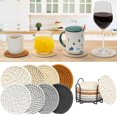 thumbnail image 1 of 1 Set Coaster Absorbent Durable Scratch-resistant Placemat with Holder for Home Dining Table Decoration 8pcs, 1 of 12