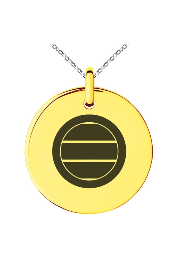 Stainless Steel Miura Samurai Crest Engraved Small Medallion Circle Charm Pendant Necklace