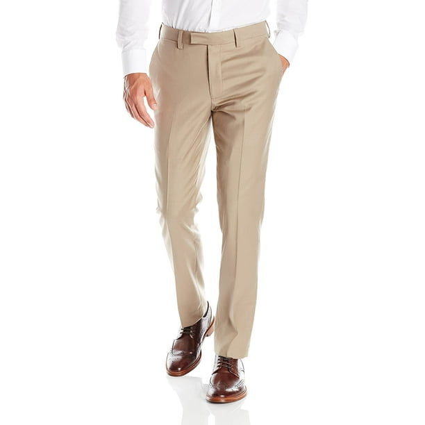 Louis Raphael Luxe Men's Slim Fit Flat Front Stretch Wool Blend Dress Pant