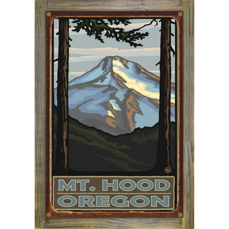 Mount Hood Oregon Rustic Metal Print On Reclaimed Barn Wood By