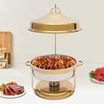 thumbnail image 3 of 9L Round Stainless Steel Chafing Dish Buffet Set Silver/Gold Chafing Dishes with Top Lid, 3 of 17