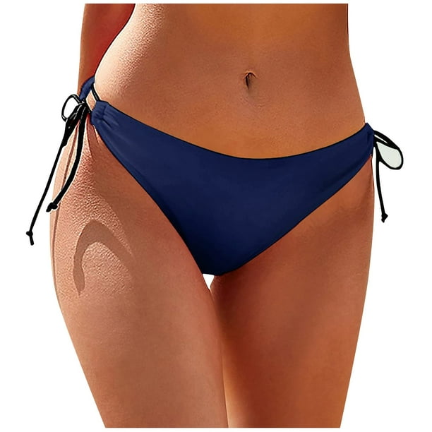 RPVATI Women Bathing Suit Bottoms Solid Tie Side Bikini Low Rise