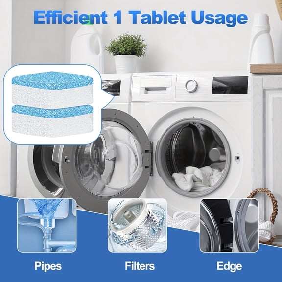 Washing Machine Cleaning Tablets, Deep Clean Washer Cleaner Tablets, Compatible with HE Front Load and Top Load Washing Machines, Appliance Cleaning Tablets
