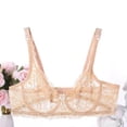 thumbnail image 6 of DDAPJ pyju Women Sheer Lace Bra Triangle See Through V Neck Underwire Bralette Plunge Everyday Bras Khaki 38, 6 of 6