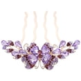 thumbnail image 1 of Purple Rhinestone Hair Side Comb for Wedding with Metal Craftsmanship 4-prong Lightweight Design, 1 of 9