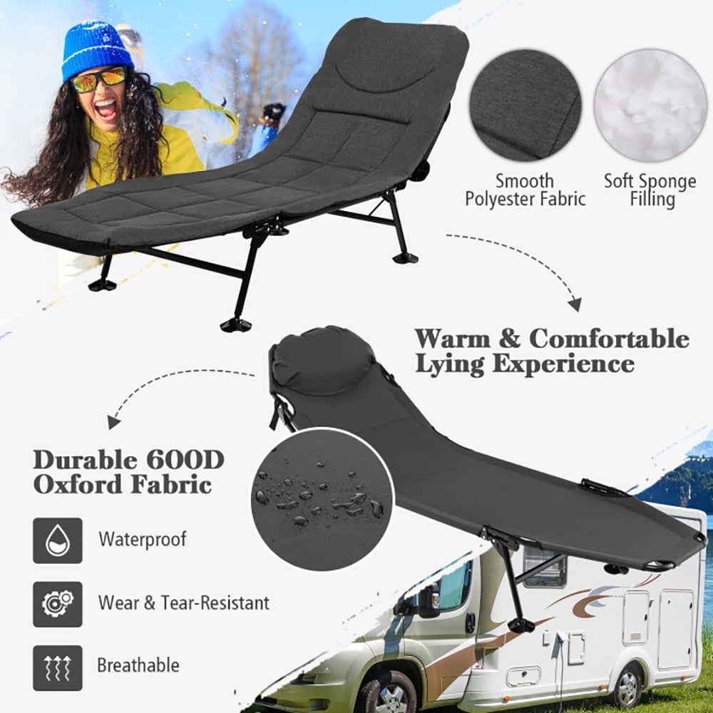Aimee Lii Folding Camping Cot with Detachable Mattress and Adjustable Backrest, Outdoor Portable Camping Bed for Sleeping Hiking Travel, Gray Aimee Lii Folding Camping Cot with Detachable Mattress and Adjustable Backrest, Outdoor Portable Camping Bed for Sleeping Hiking Travel, Gray