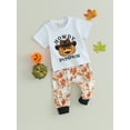 thumbnail image 3 of Wassery Toddler Girl 2Pcs Fall Pants Sets 6M 12M 18M 24M 3T Infant Baby Halloween Clothes Long Sleeve Letter Pumpkin Print Sweatshirt + Ghost Print Pants Sets, 3 of 9